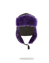 BLACK 3M PURPLE FUR AVIATOR HAT