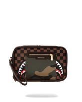 EXTERIOR GOLD ZIP POCKET SHARKS IN PARIS TOILETRY BRICKSIDE BAG