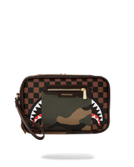 EXTERIOR GOLD ZIP POCKET SHARKS IN PARIS TOILETRY BRICKSIDE BAG