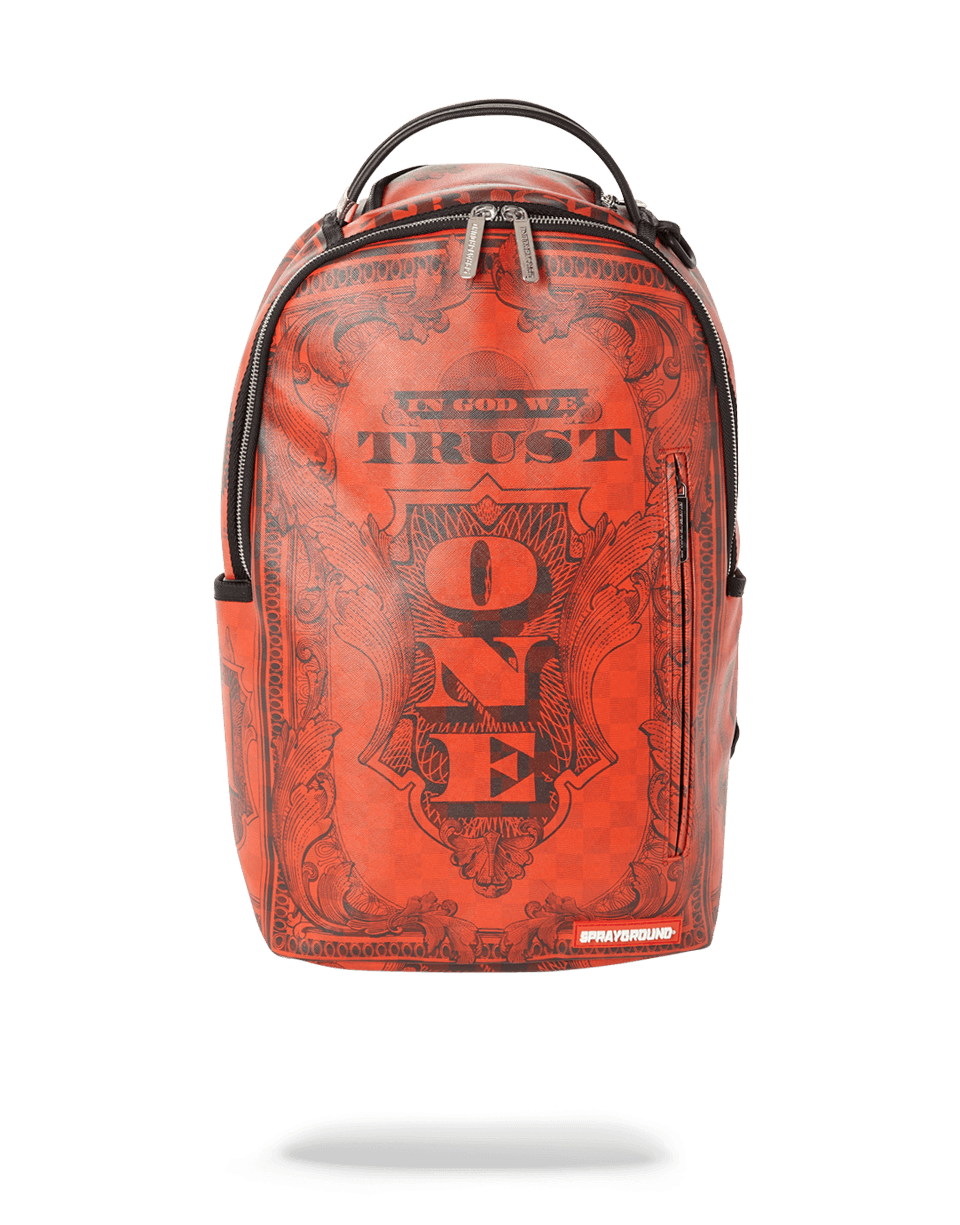 IN GOD WE TRUST RED BACKPACK (ONE OF ONE)