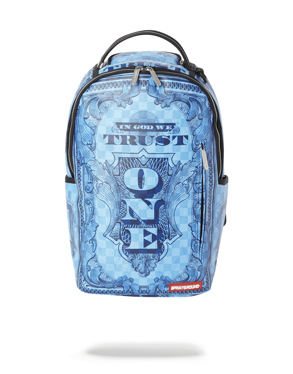 IN GOD WE TRUST BLUE BACKPACK (ONE OF ONE)