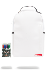 THE SPRAYGROUND DIY WHITE BACKPACK (VEGAN LEATHER & INNER MONEY LINING) & MARKERS INCLUDED