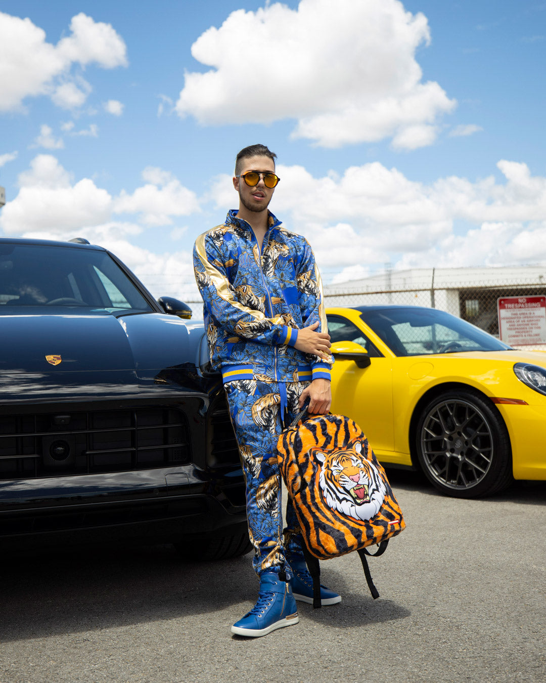 TIGER COZY VELOUR FUR BACKPACK