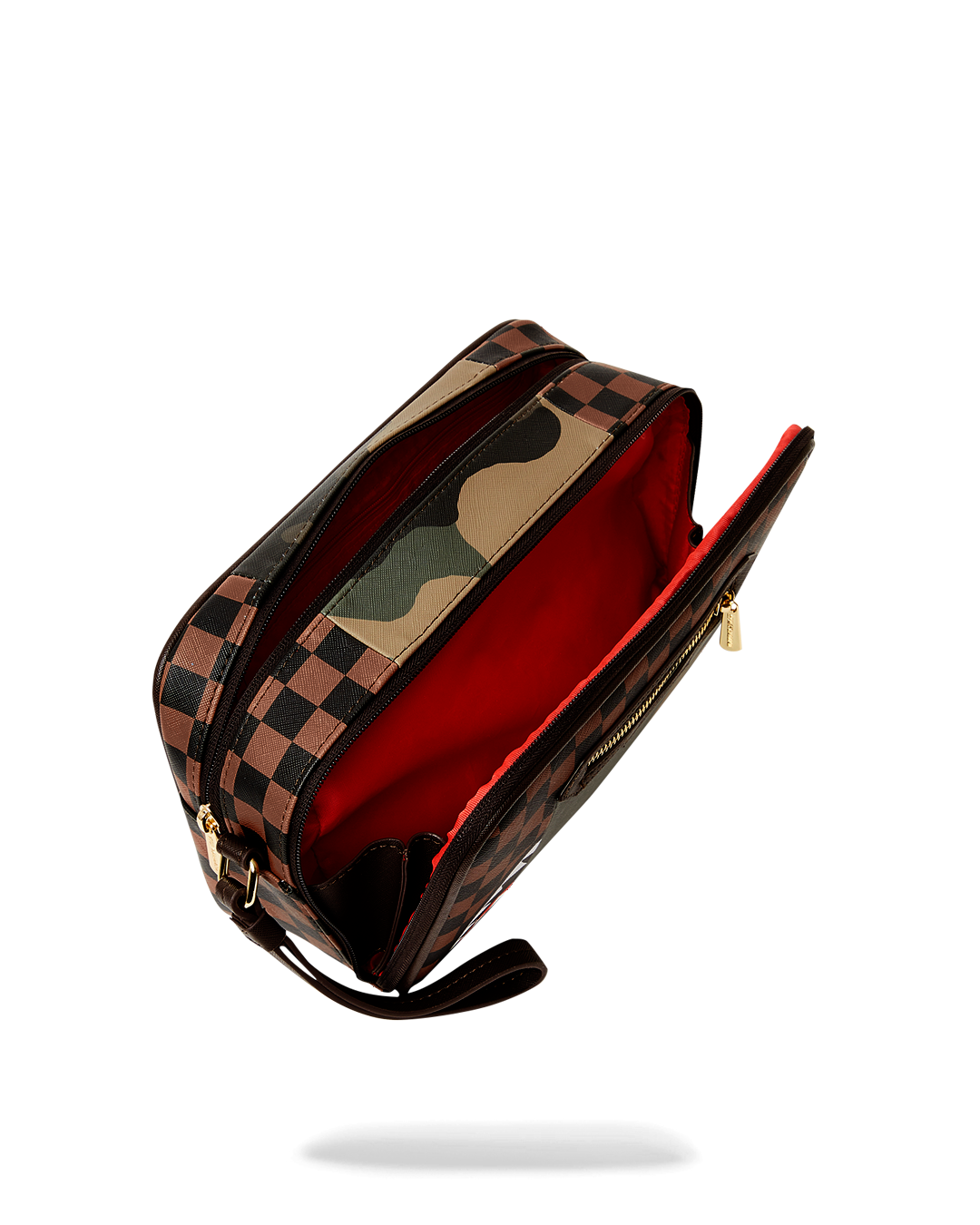 EXTERIOR GOLD ZIP POCKET SHARKS IN PARIS TOILETRY BRICKSIDE BAG