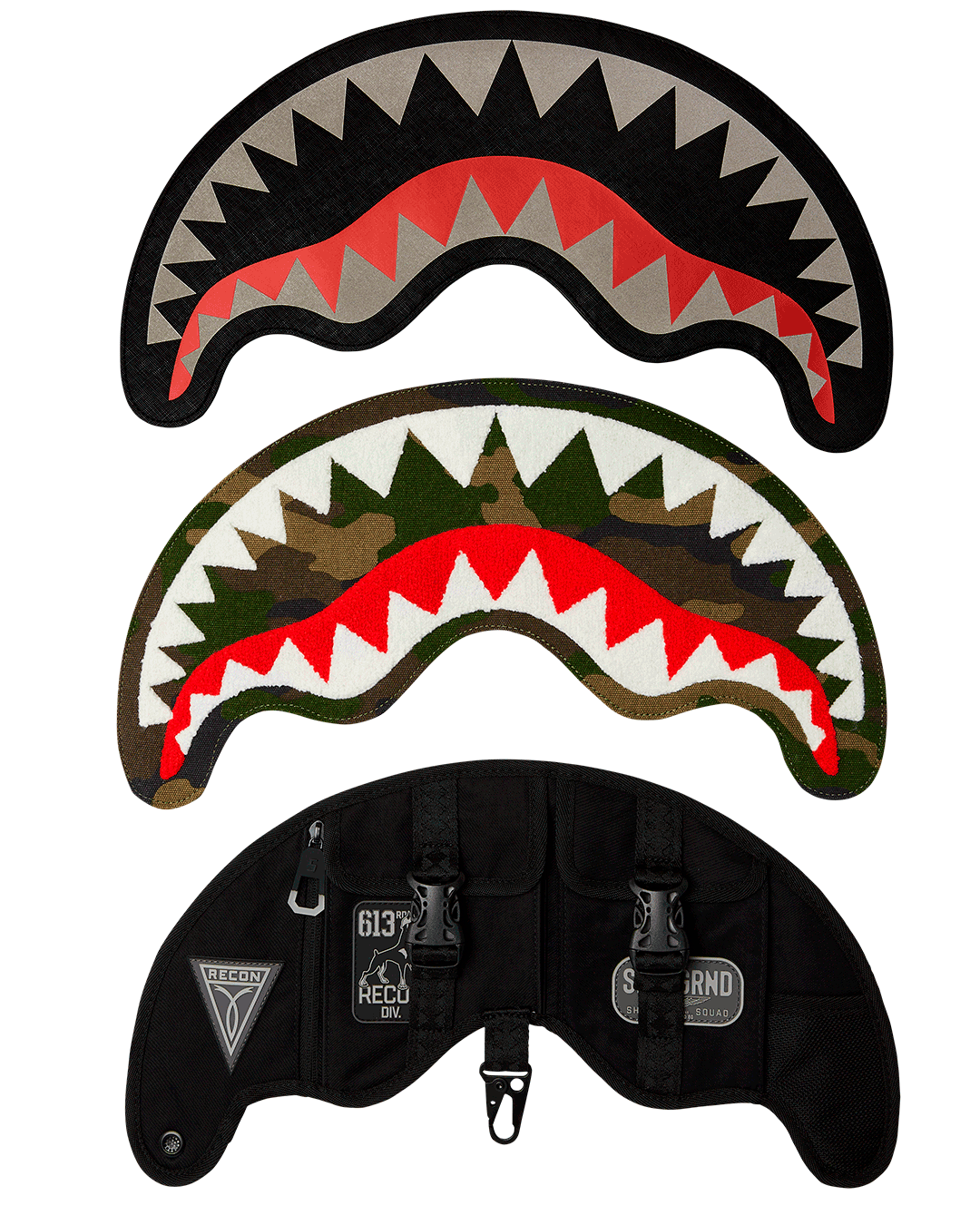 VELCRO SHARK - 3 INTERCHANGEABLE SHARKS BACKPACK (DLXV)