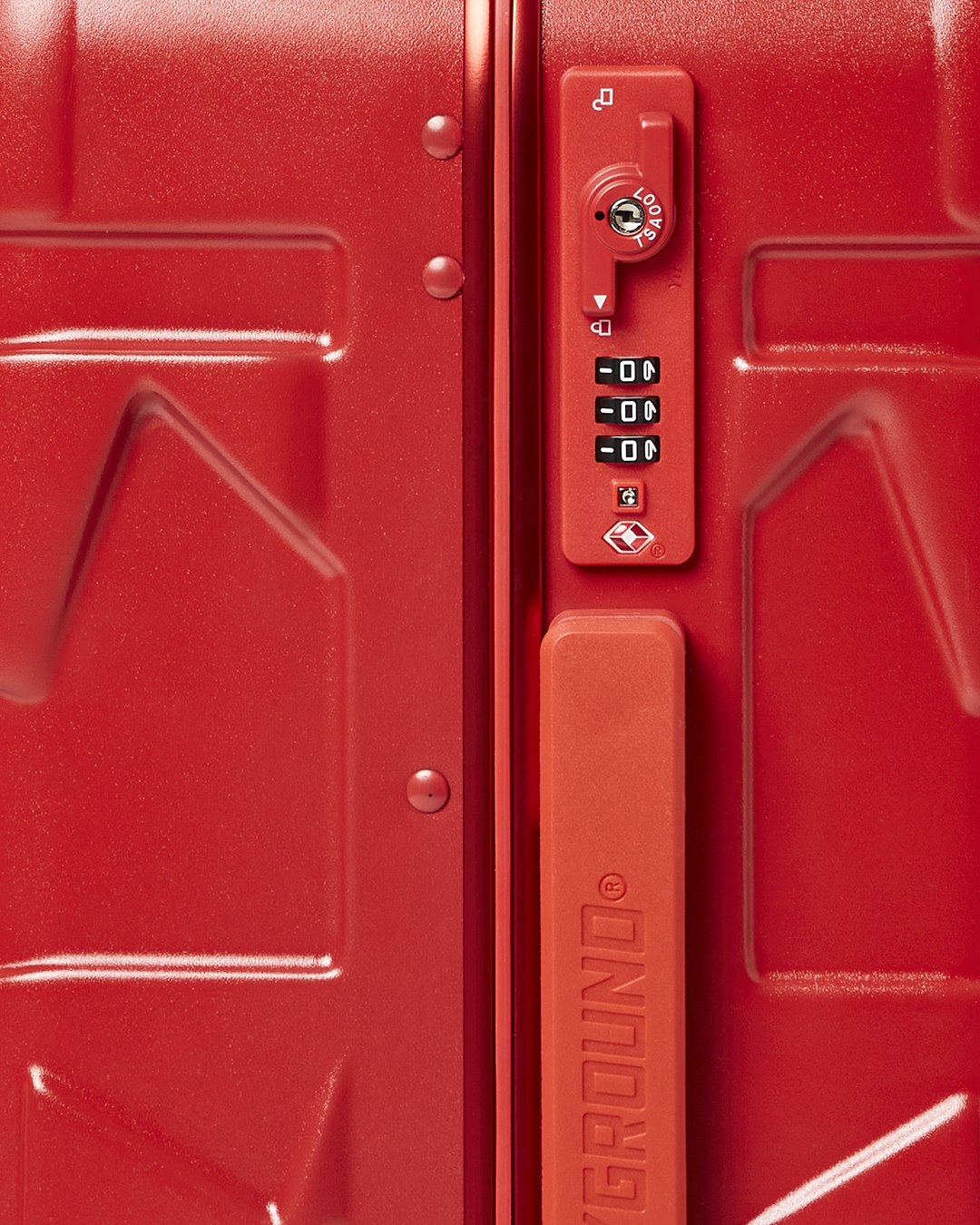 MOLDED SHARKITECTURE RED HARDSHELL CARRY-ON LUGGAGE