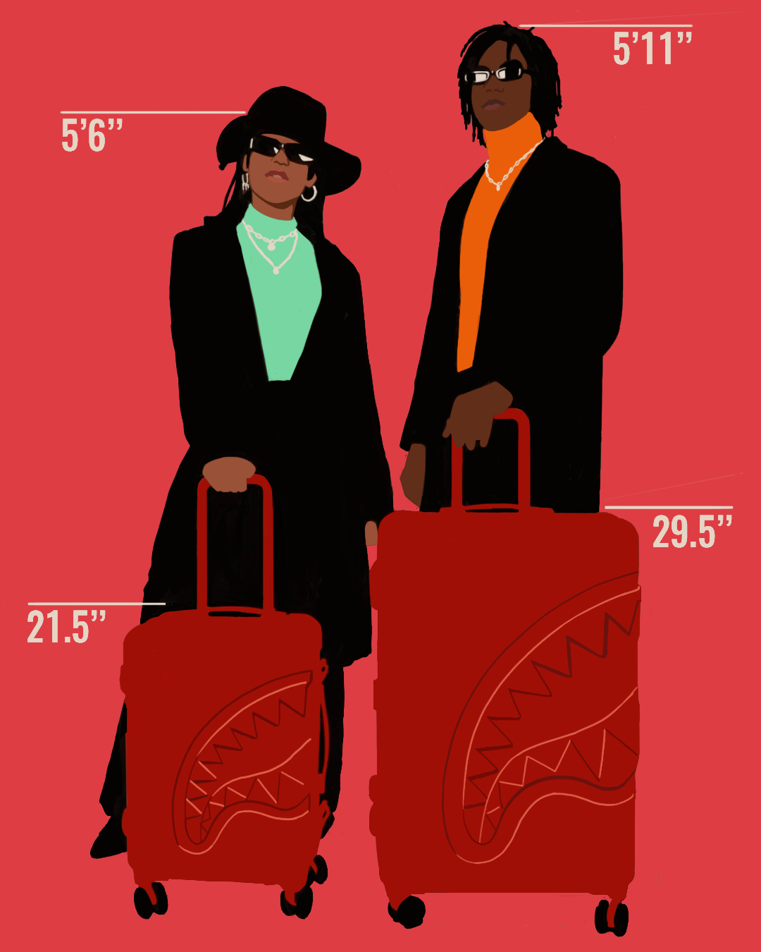 MOLDED SHARKITECTURE BLACK HARDSHELL CARRY-ON LUGGAGE