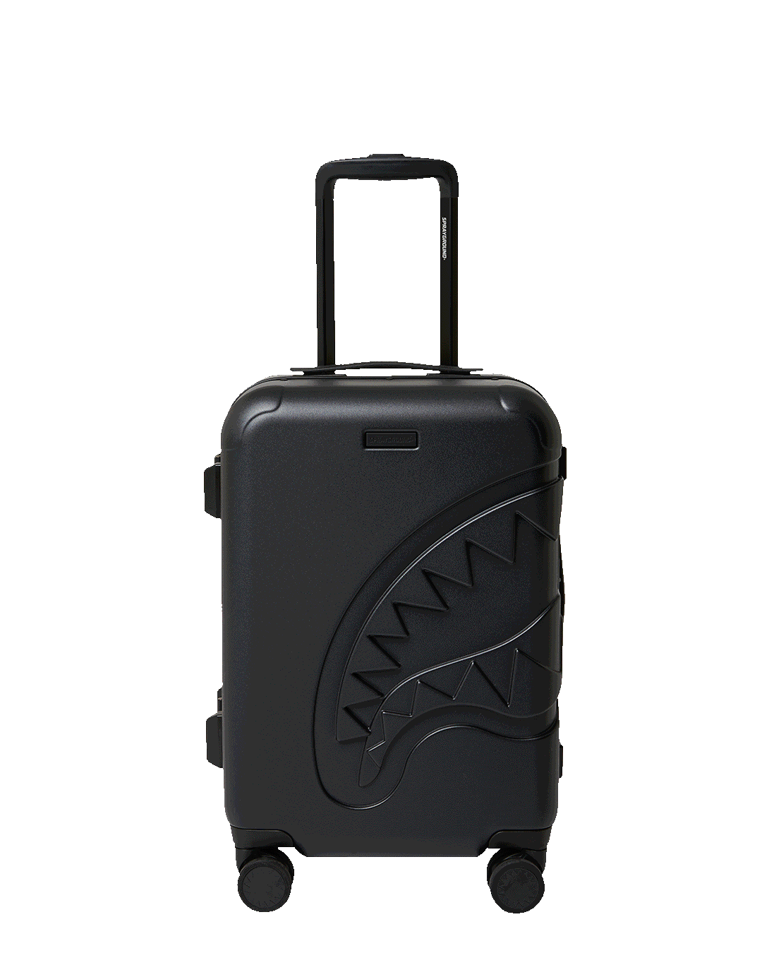 THE JOURNEY BEGINS SHARKITECTURE CARRY-ON LUGGAGE BLACK WITH EXTRA STICKERS