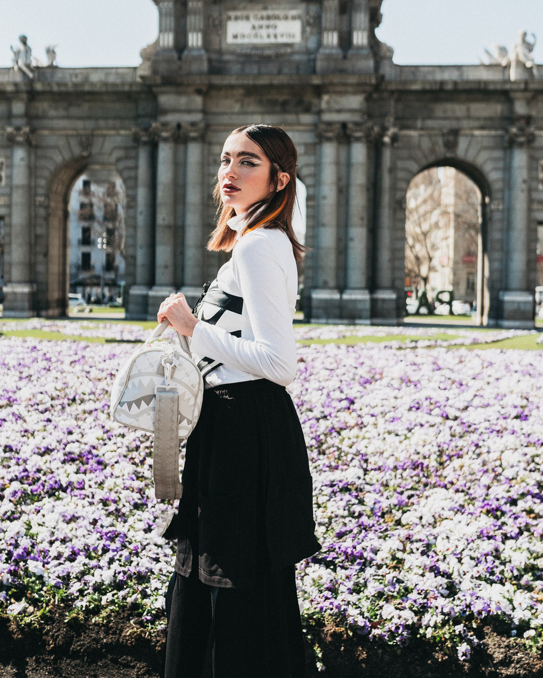 MONEY PATTERN POWDER MINI DUFFLE