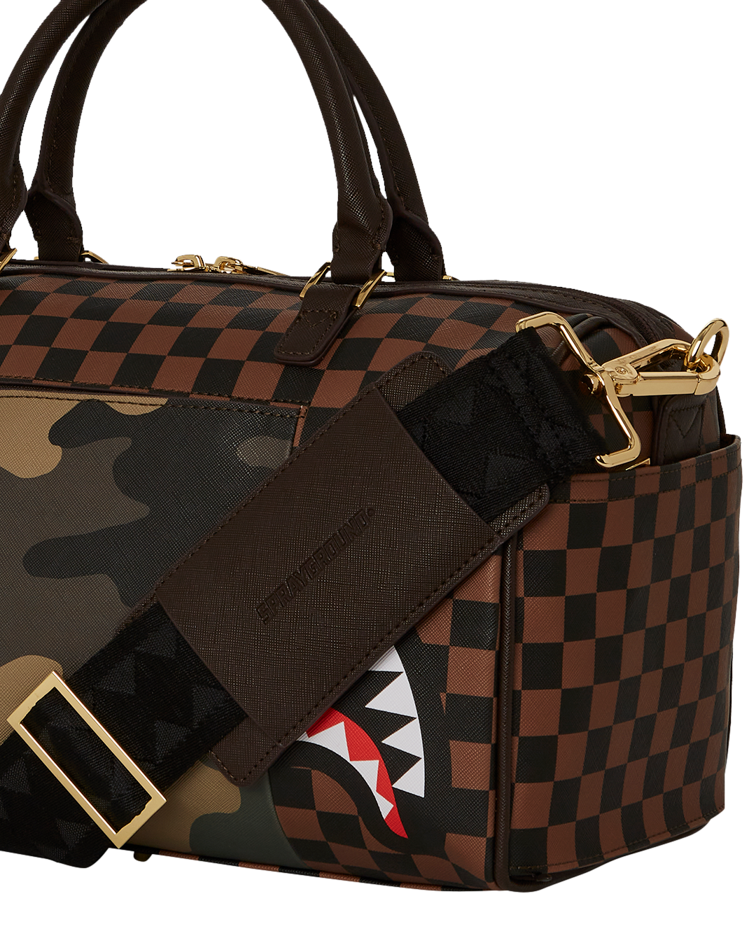 EXTERIOR GOLD ZIP POCKET SHARKS IN PARIS MINI DUFFLE
