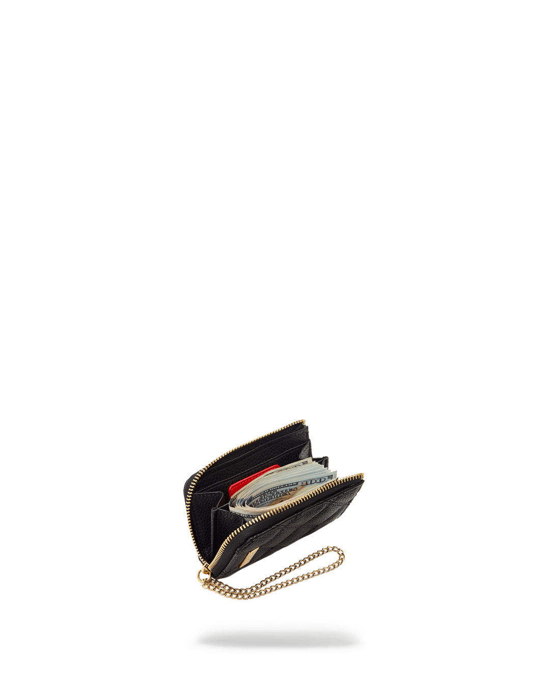 NOIR QUILT GOLD CHAIN SHARK WALLET