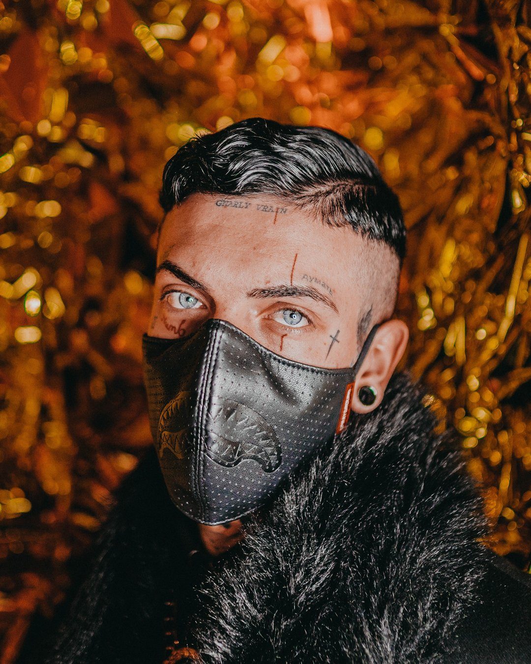 MIDNIGHT SHARK VEGAN LEATHER FACEMASK