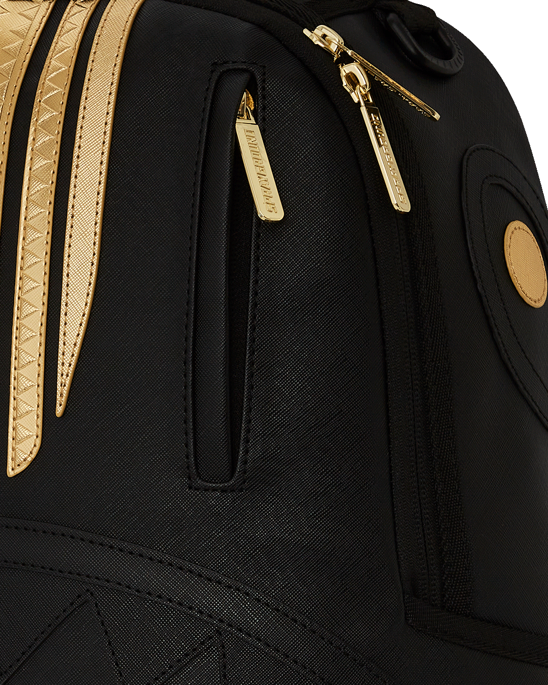 GOLD AND BLACK RACING STRIPES BACKPACK